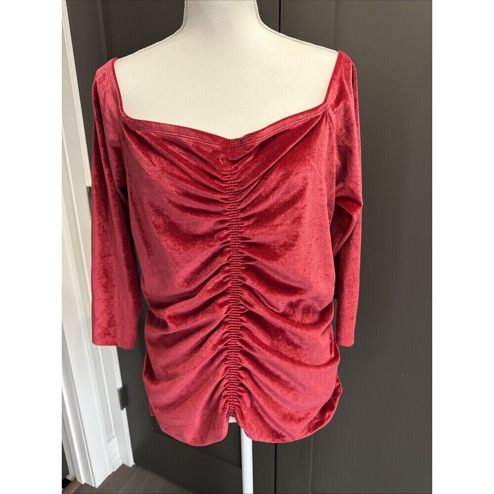 NWT Torrid Velvet Shirred Front Off The Shoulder Long Sleeve Top Plus Size 1X